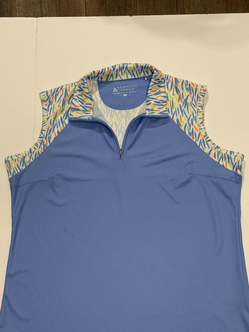 Bermuda Sands XL Sleeveless Golf Top Blue 1/4 Zip Athletic